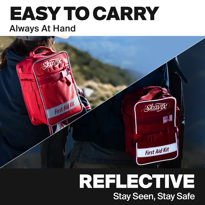 Skavix Large Comprehensive First Aid Kit Ideal for Car, Travel & Home - Emergency Kit for Hiking, Camping, Backpacking and Outdoors