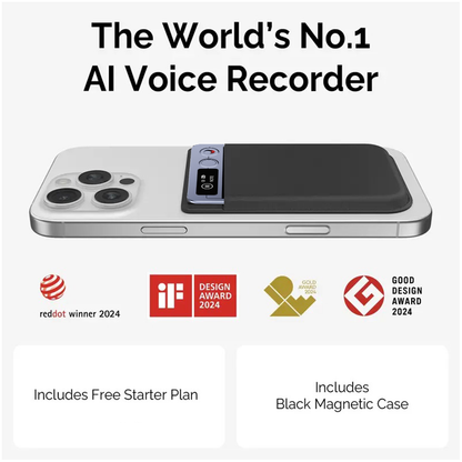 Alisanda  Voice Recorder, Notetaker, Transcribe & Summarize, Support 112 Languages, Audio Recorder for Lectures, Meetings Black