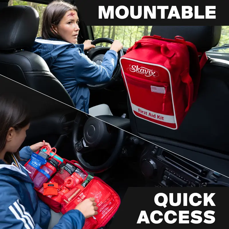Skavix Large Comprehensive First Aid Kit Ideal for Car, Travel & Home - Emergency Kit for Hiking, Camping, Backpacking and Outdoors