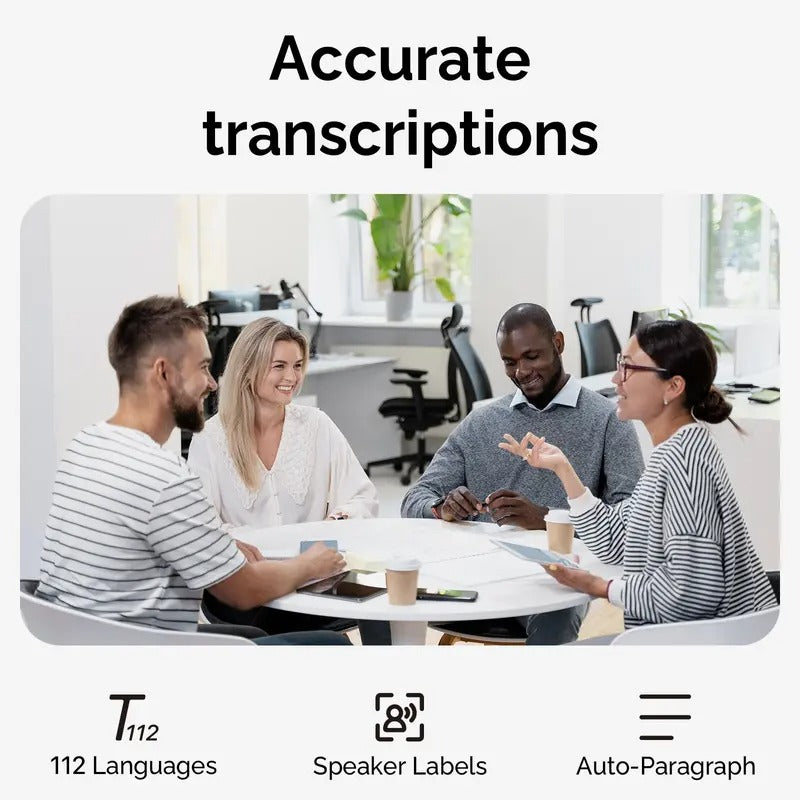Alisanda  Voice Recorder, Notetaker, Transcribe & Summarize, Support 112 Languages, Audio Recorder for Lectures, Meetings Black