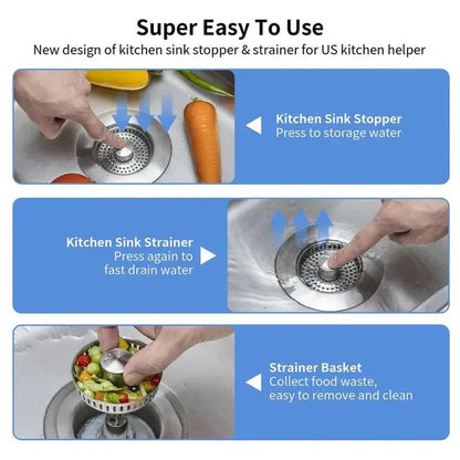 🔥LAST DAY 53% OFF-Upgraded 3 in 1 Kitchen Sink Drain Strainer